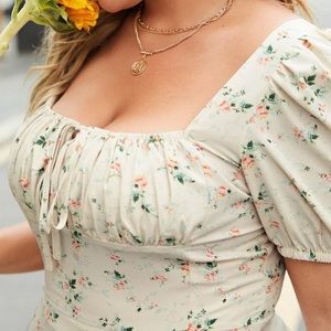 Split Floral Hem Dress Plus Size